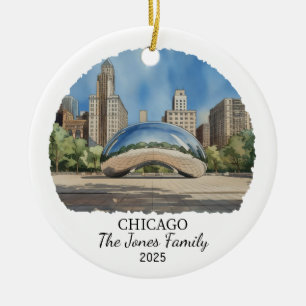 Personlig Chicago Ornament, Illinois State Julgransprydnad Keramik