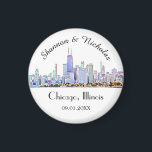 Personlig Chicago Skyline Bröllop Magnet<br><div class="desc">De här magneterna gör perfekt bröllopsfavörer eller gåvor.</div>