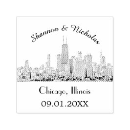 Personlig Chicago Skyline Bröllop Självfärgande Stämpel