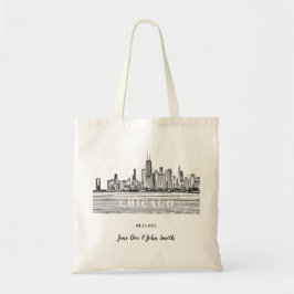 Personlig Chicago Skyline Bröllop Tygkasse