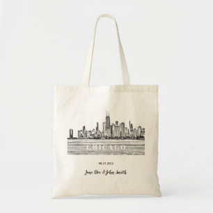 Personlig Chicago Skyline Bröllop Tygkasse