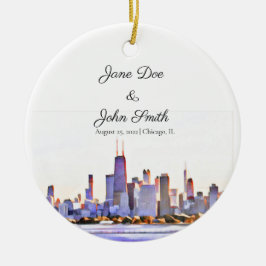 Personlig Chicago Skyline Ceramic Ornament
