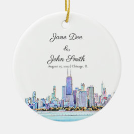 Personlig Chicago Skyline Ceramic Ornament