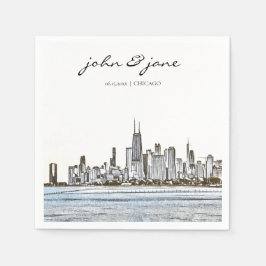 Personlig Chicago Skyline Cocktail Napkin Pappersservett