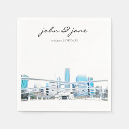 Personlig Chicago Skyline Cocktail Napkins Pappersservett