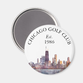 Personlig Chicago Skyline Golfklubbnamn Magnet