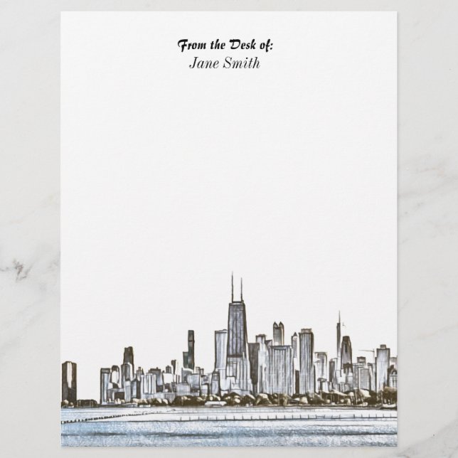 Personlig Chicago Skyline Letterhead Brevhuvud (Framsida)