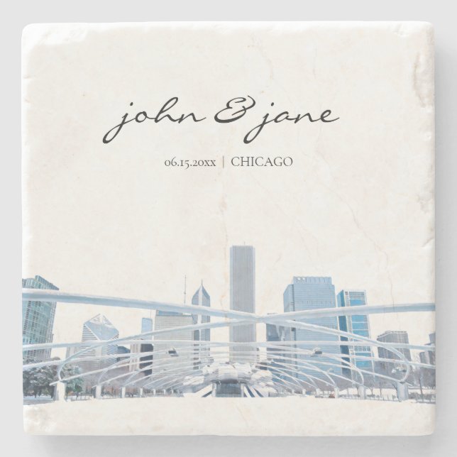 Personlig Chicago Skyline Stenunderlägg (Framsidan)