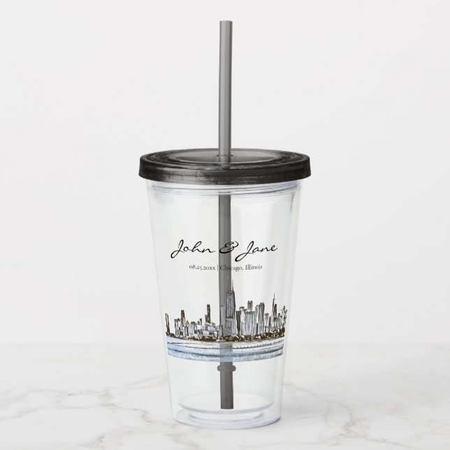 Personlig Chicago Skyline Take Away Mugg (Framsida)