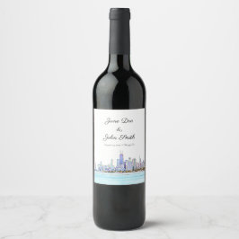 Personlig Chicago Skyline Vin Label Vinflaska Etikett