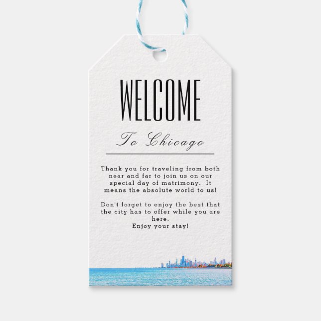Personlig Chicago Welcome Gift Märkre Presentetikett (Framsidan)