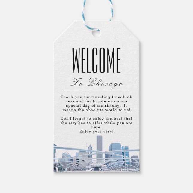 Personlig Chicago Welcome Gift Märkre Presentetikett (Framsidan)