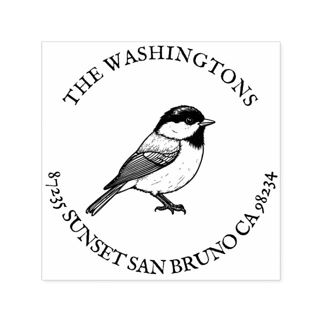 Personlig Chickadee Returadress Frimärke-Namn Självfärgande Stämpel (Design)