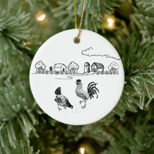 Personlig Chicken par Farm Kärlek jul Julgransprydnad Keramik
