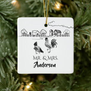 Personlig Chickens Farm 1:a jul Julgransprydnad Keramik