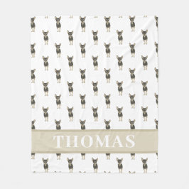 Personlig Chihuahua (Black & Tan) Fleecefilt