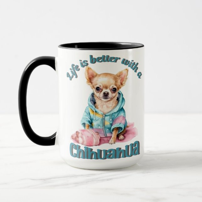 Personlig Chihuahua Hund älskare Coffee Mugg (Vänster)