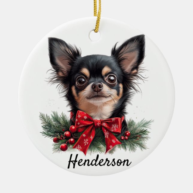 Personlig Chihuahua  Julgransprydnad Keramik (Framsidan)