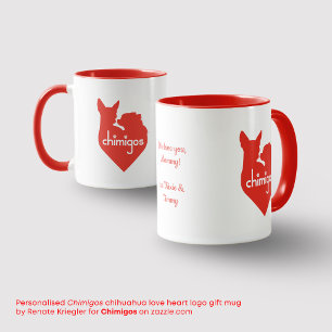 Personlig Chihuahua Love Heart Chimigos Logotyp Mugg