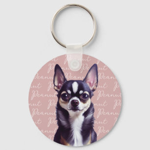 Personlig Chihuahua Rosa Nyckelring