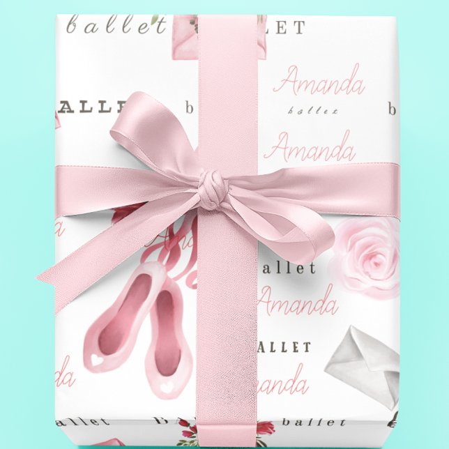 Personlig Child Ballet Ballerina Rosa Presentpapper (Skapare uppladdad)