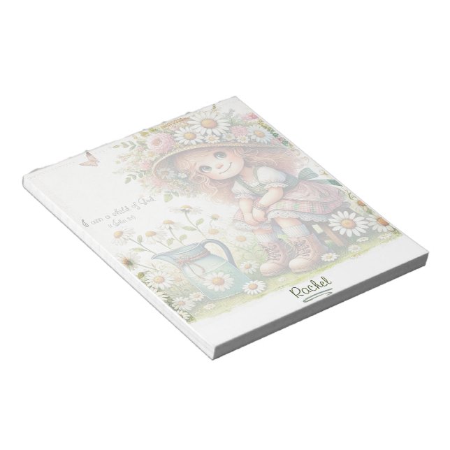 Personlig Child of God daisy Girl Anteckningsblock (Vinklad)