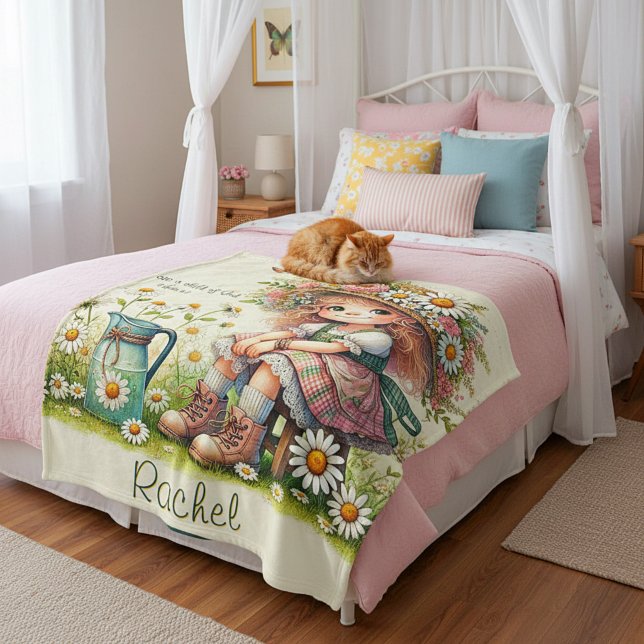 Personlig Child of God daisy Girl Fleecefilt (Skapare uppladdad)