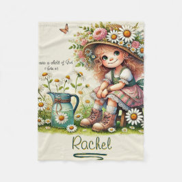 Personlig Child of God daisy Girl Fleecefilt