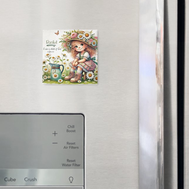 Personlig Child of God daisy Girl Magnet (In Situ (Fridge))