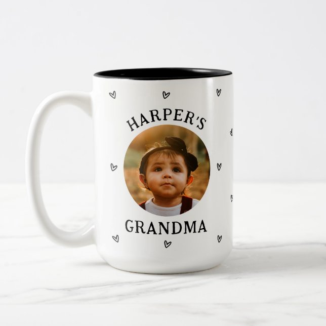 Personlig Child Photo Best Grandma nånsin Två-Tonad Mugg (Vänster)