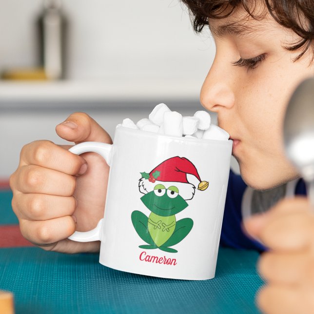 Personlig Childrens Cute Jul Frog Kaffemugg (Skapare uppladdad)