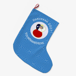 Personlig Chile Abuela Angel Hanukkah Flagga Stor Julstrumpa
