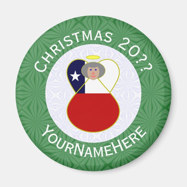 Personlig Chile Abuela Angel Julflagga  Magnet (Framsidan)