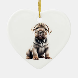 Personlig Chinese Shar-Pei Puppy Julgransprydnad Keramik