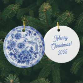 Personlig Chinoiserie Blue White Tallrikar Julgransprydnad Keramik