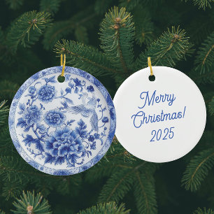 Personlig Chinoiserie Blue White Tallrikar Julgransprydnad Keramik