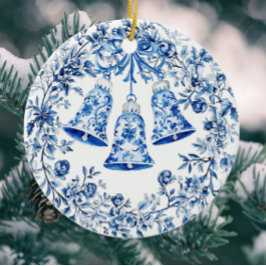 Personlig Chinoiserie Blue White Wand Klockor Julgransprydnad Keramik