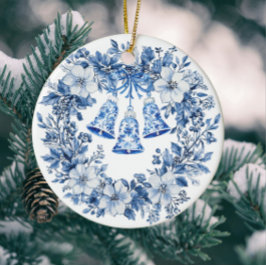 Personlig Chinoiserie Blue White Wand Klockor Julgransprydnad Keramik