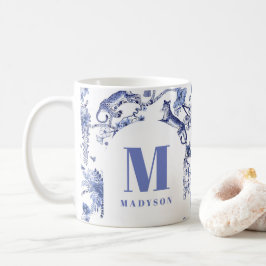 Personlig Chinoiserie Toile Jungle Blue White Kaffemugg