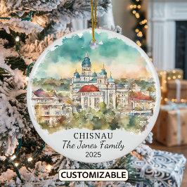 Personlig Chisinau Ornament, Moldavien Gift Julgransprydnad Keramik