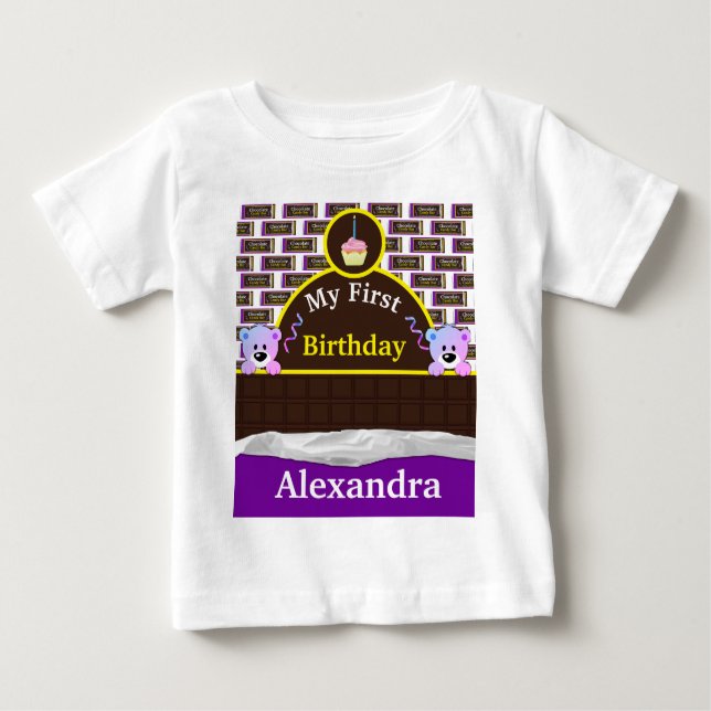 Personlig Chocolate Candy Pub Birthday T Shirt (Framsida)