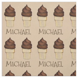 Personlig Chocolate Ice Cream Cone Cones Fabric Tyg