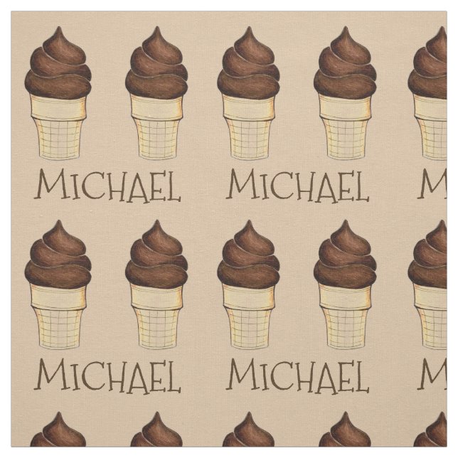 Personlig Chocolate Ice Cream Cone Cones Fabric Tyg (Provkarta)
