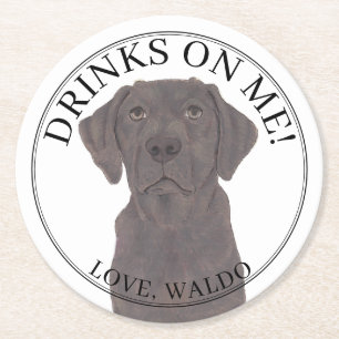 Personlig Chocolate Labrador Bröllop Underlägg Papper Rund