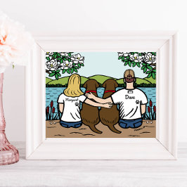 Personlig Chocolate Labrador Family Blonde Long Poster