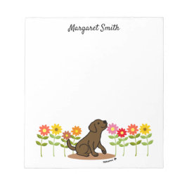 Personlig Chocolate Labrador Grönt och Flowers Anteckningsblock