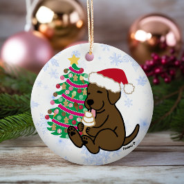 Personlig Chocolate Labrador Ice Cream Julgransprydnad Keramik