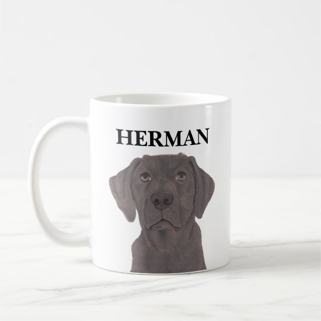 Personlig Chocolate Labrador Kaffemugg (Vänster)
