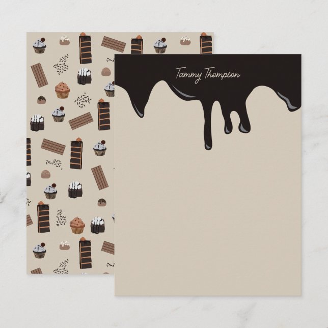 Personlig Choklad Tema Mönster  Anteckningskort (Fram/baksida)