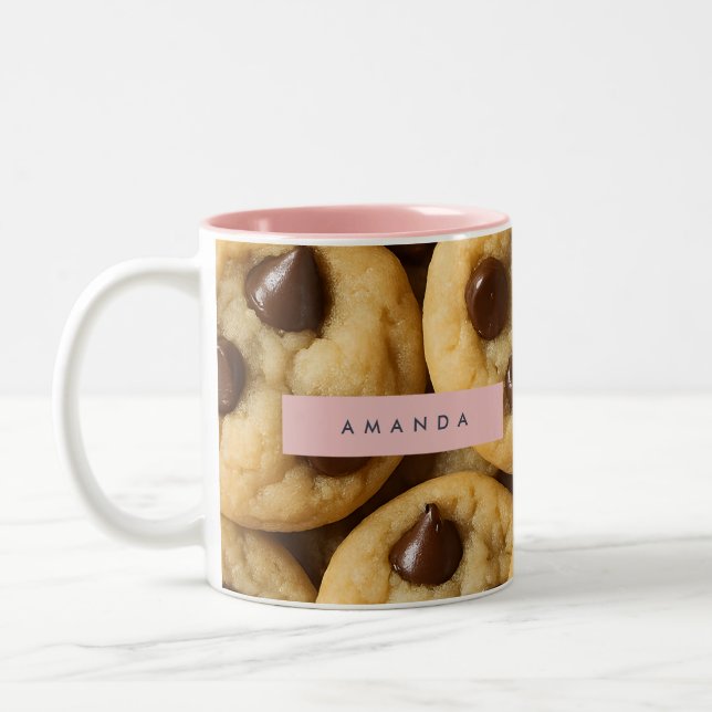 Personlig chokladchipskaka Två-Tonad mugg (Vänster)
